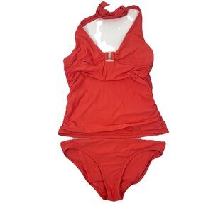 Helen Jon Orange Halter Top Tankini Swimsuit Sz Large